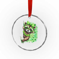 Funny Raccoon St Patricks Day Crystal Glass Ornament Irish Party Animal Gift