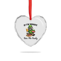 Funny Raccoon St Patricks Day Heart Crystal Glass Ornament If I'm Moody Give Me Foody