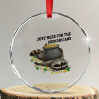 Funny Raccoon St Patricks Day Meme Crystal Glass Ornament Just Here For The Shenanigans