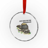 Funny Raccoon St Patricks Day Meme Crystal Glass Ornament Just Here For The Shenanigans