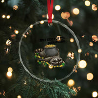 Funny Raccoon St Patricks Day Meme Crystal Glass Ornament Just Here For The Shenanigans