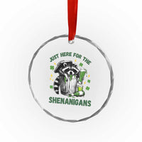 Funny Raccoon St Patricks Day Meme Crystal Glass Ornament Trash Panda Just Here For The Shenanigans