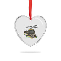 Funny Raccoon St Patricks Day Meme Heart Crystal Glass Ornament Just Here For The Shenanigans