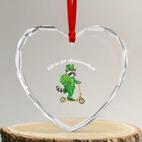 Funny Raccoon St Patricks Day Meme Heart Crystal Glass Ornament Off To Get Shamrocked