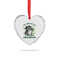 Funny Raccoon St Patricks Day Meme Heart Crystal Glass Ornament Trash Panda Just Here For The Shenanigans