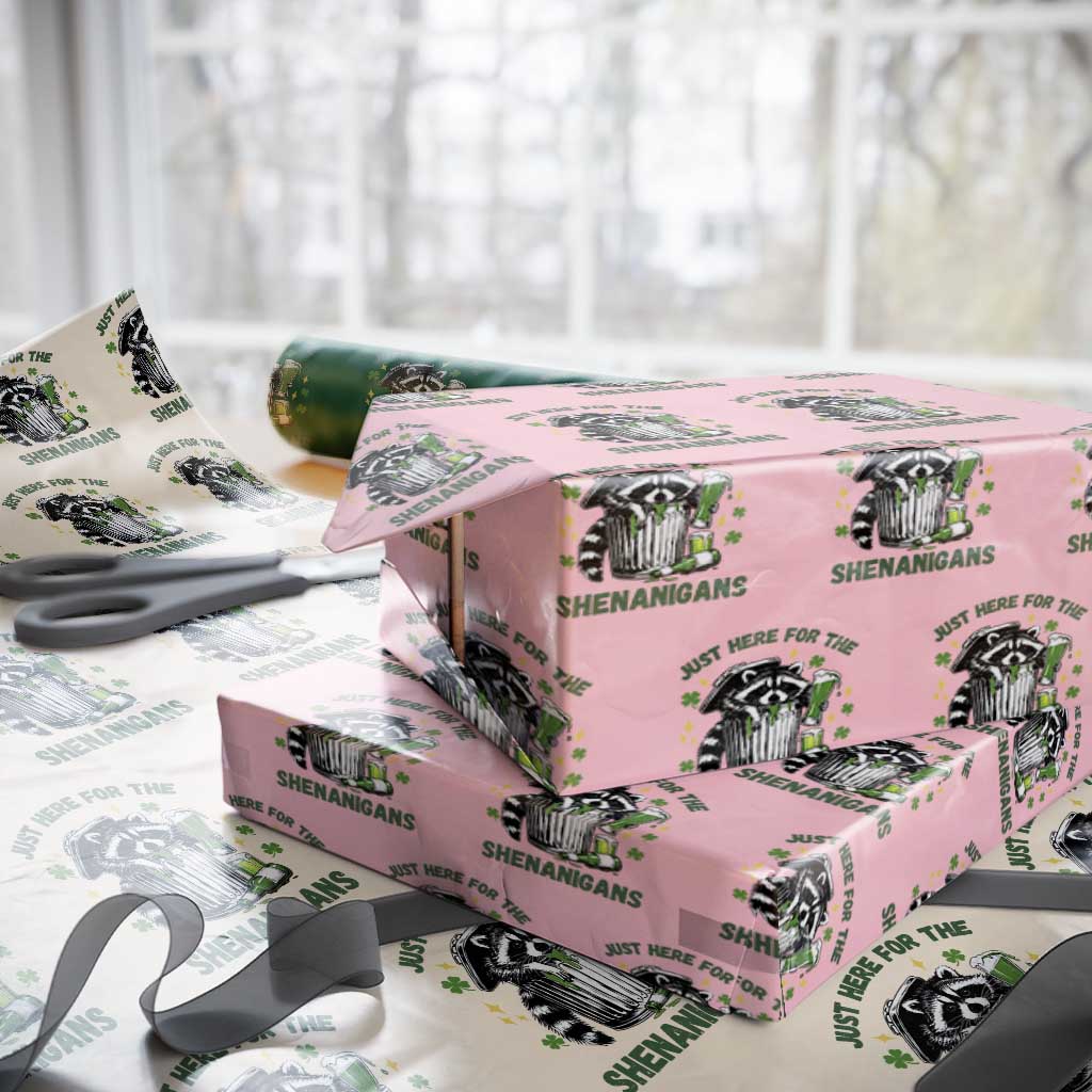 Funny Raccoon St Patricks Day Meme Wrapping Paper Roll Trash Panda Just Here For The Shenanigans