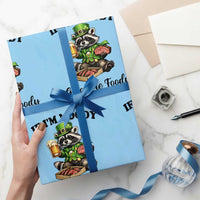 Funny Raccoon St Patricks Day Wrapping Paper Roll If I'm Moody Give Me Foody