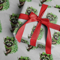 Funny Raccoon St Patricks Day Wrapping Paper Roll Irish Party Animal Gift
