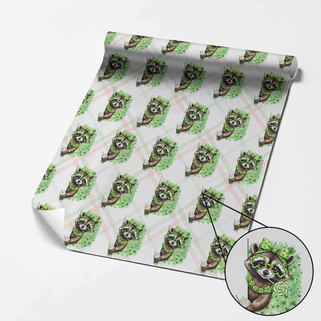 Funny Raccoon St Patricks Day Wrapping Paper Roll Irish Party Animal Gift