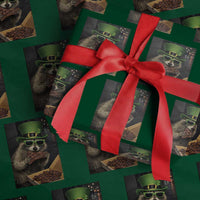 Funny Raccoon St Patrick's Day Wrapping Paper Roll Raccoon Eating Corned Beef Meme