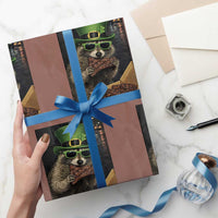 Funny Raccoon St Patrick's Day Wrapping Paper Roll Raccoon Eating Corned Beef Meme