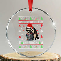 Funny Raccoon Ugly Christmas Crystal Glass Ornament I'm Just Here for The Snacks Cute Trash Panda - Wonder Print Shop