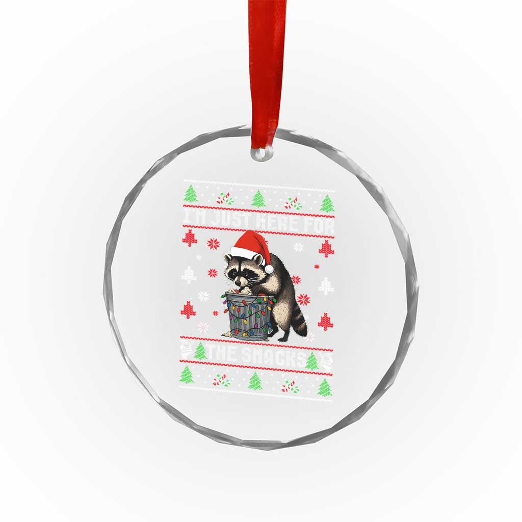 Funny Raccoon Ugly Christmas Crystal Glass Ornament I'm Just Here for The Snacks Cute Trash Panda - Wonder Print Shop