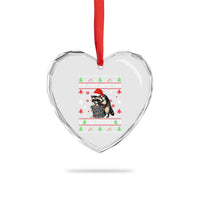 Funny Raccoon Ugly Christmas Heart Crystal Glass Ornament I'm Just Here for The Snacks Cute Trash Panda - Wonder Print Shop