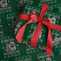 Funny Raccoon Ugly Christmas Wrapping Paper Roll Cute Trash Panda Sorry Santa Been Feral All Year - Wonder Print Shop