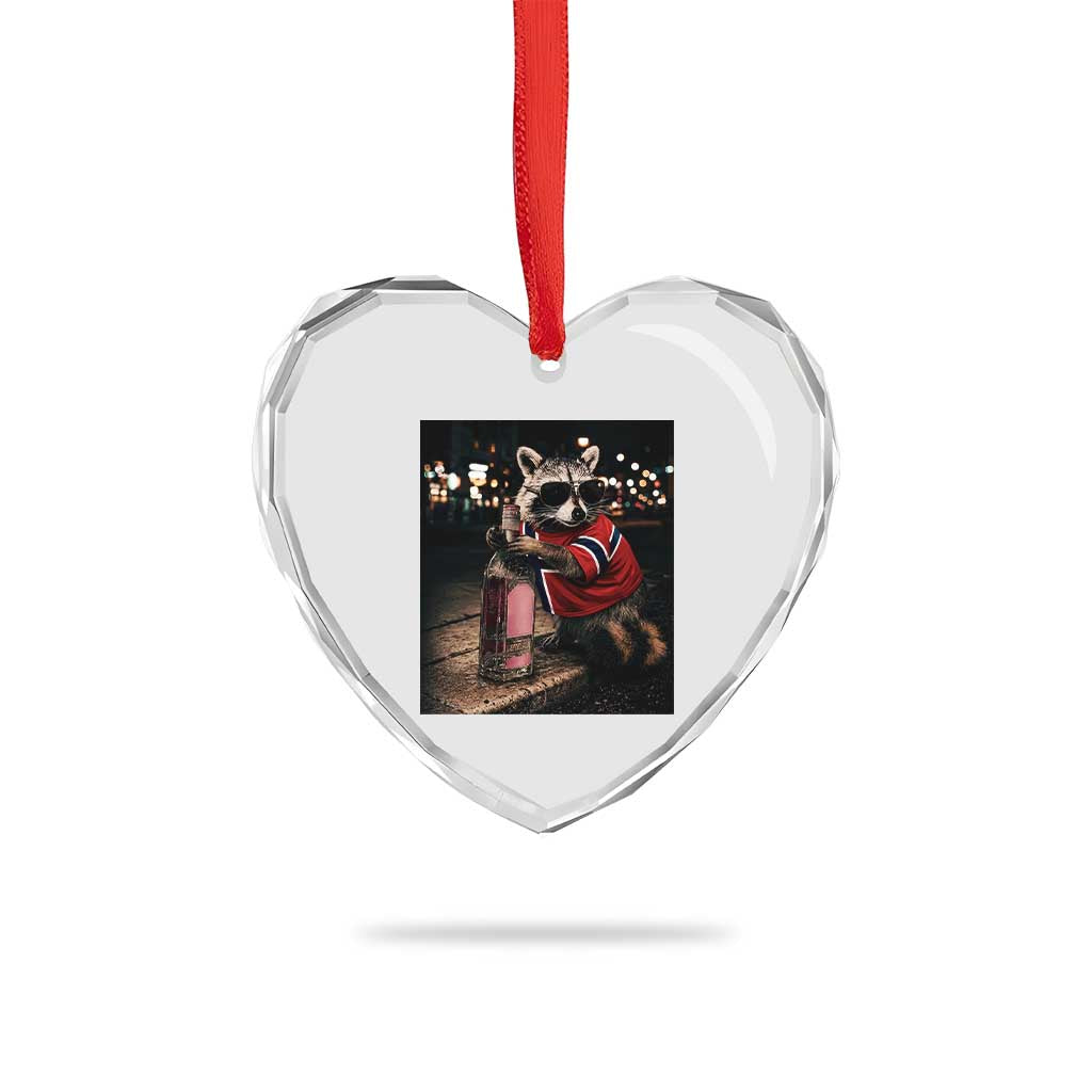 Funny Raccoon Whiskey Sunglasses Norwegian Flag Heart Crystal Glass Ornament Viral Trash Panda Football Texas Souvenir Meme