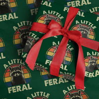 Funny Raccoon Wrapping Paper Roll A Little Feral Trash Panda Meme Retro - Wonder Print Shop