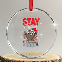 Funny Raccoon Xmas Crystal Glass Ornament Stay Trashy Garbage Trashin Santa Hat TS09