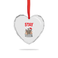 Funny Raccoon Xmas Heart Crystal Glass Ornament Stay Trashy Garbage Trashin Santa Hat - Wonder Print Shop