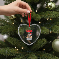 Funny Raccoon Xmas Heart Crystal Glass Ornament Stay Trashy Garbage Trashin Santa Hat - Wonder Print Shop