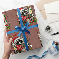 Funny Racoon Xmas Meme Wrapping Paper Roll Tummy Ache Survivor - Wonder Print Shop
