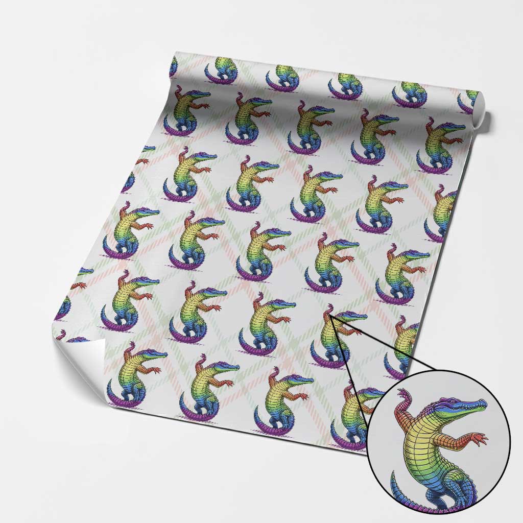 Funny Rainbow Gator LGBTQ Pride Support Wrapping Paper Roll