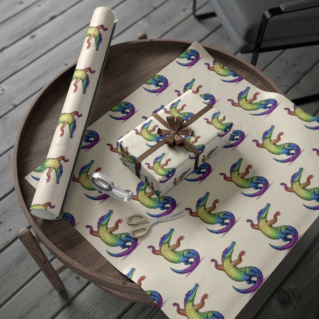 Funny Rainbow Gator LGBTQ Pride Support Wrapping Paper Roll