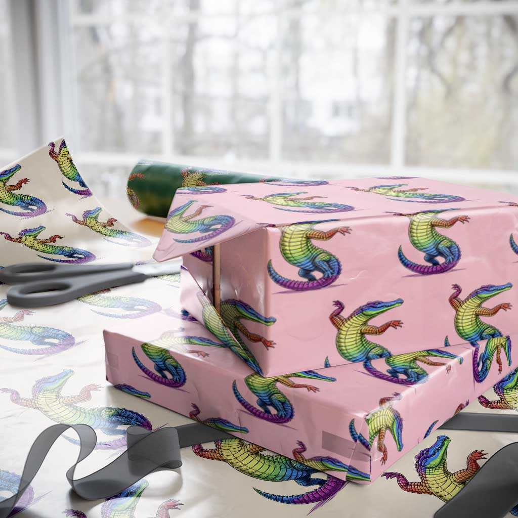 Funny Rainbow Gator LGBTQ Pride Support Wrapping Paper Roll
