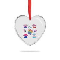 Funny Rainbow Paw Print Pride Heart Crystal Glass Ornament LGBTQ Pet Lover