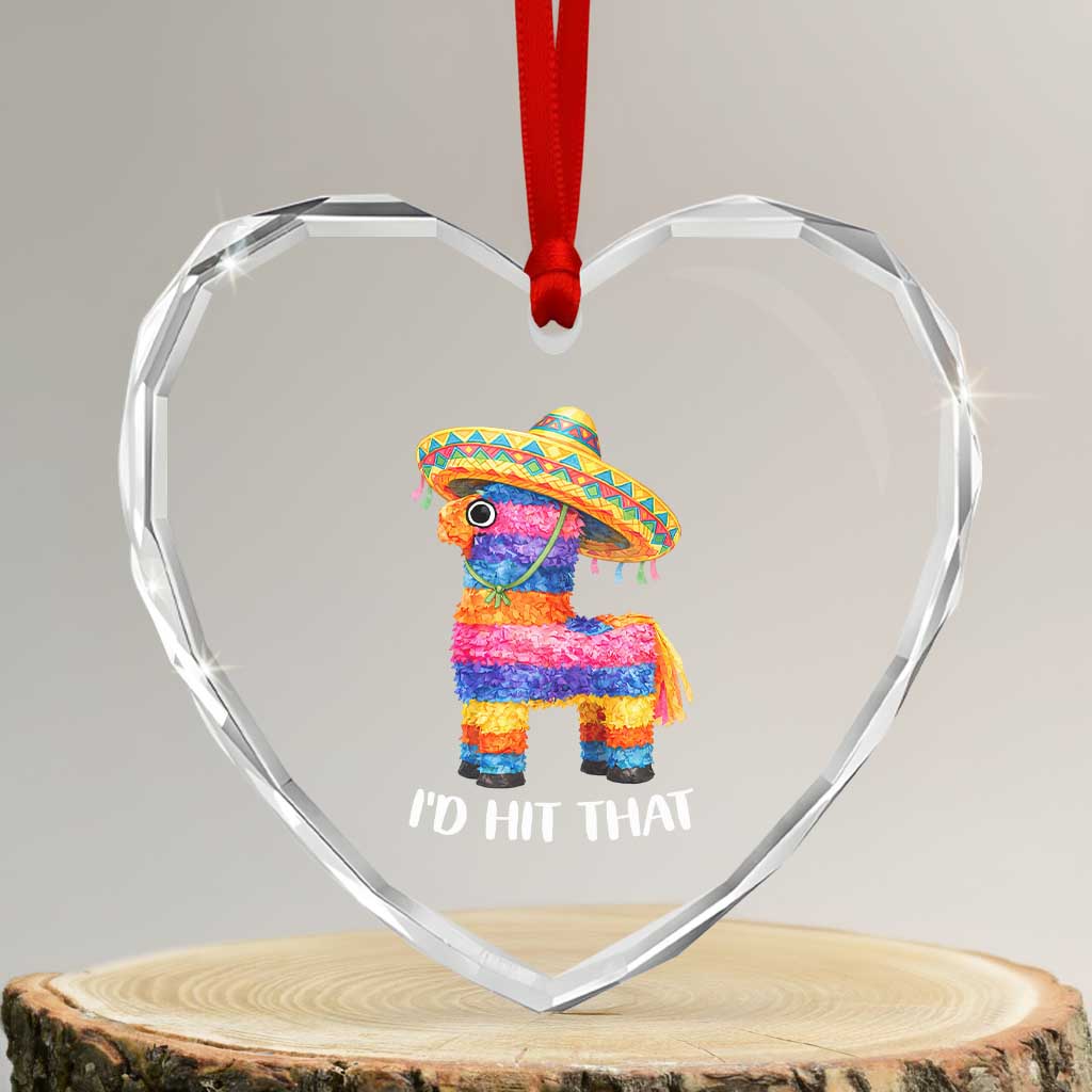 Funny Rainbow Pinata Sombrero Heart Crystal Glass Ornament Id Hit That