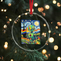 Funny Rainbow Starry Night Robot Pride Crystal Glass Ornament LGBTQ Geeky Gift