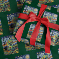 Funny Rainbow Starry Night Robot Pride Wrapping Paper Roll LGBTQ Geeky Gift