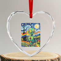 Funny Rainbow Starry Night Robot Pride Heart Crystal Glass Ornament LGBTQ Geeky Gift