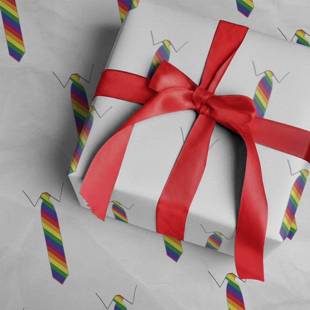 Funny Rainbow Striped Necktie Wrapping Paper Roll LGBT Pride Support Graphic
