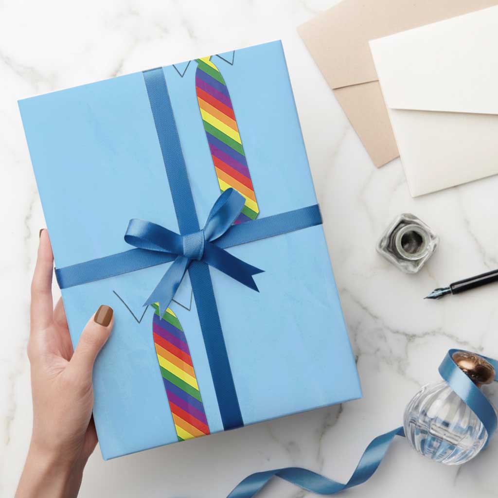 Funny Rainbow Striped Necktie Wrapping Paper Roll LGBT Pride Support Graphic