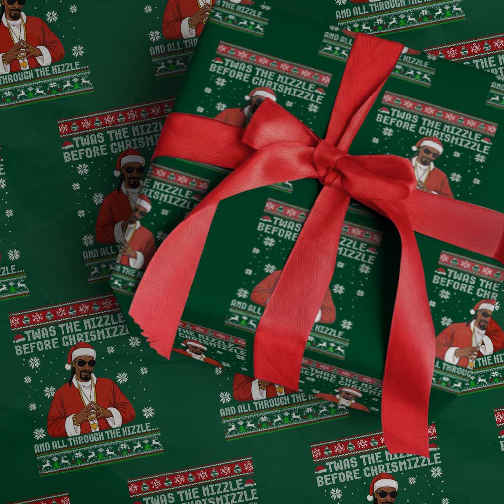 Funny Rapper Christmas Wrapping Paper Roll Gangsta Twas the Nizzle Before Chrismizzle Ugly Xmas - Wonder Print Shop