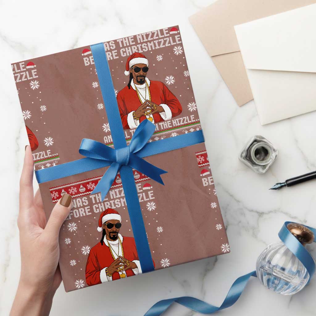 Funny Rapper Christmas Wrapping Paper Roll Gangsta Twas the Nizzle Before Chrismizzle Ugly Xmas - Wonder Print Shop