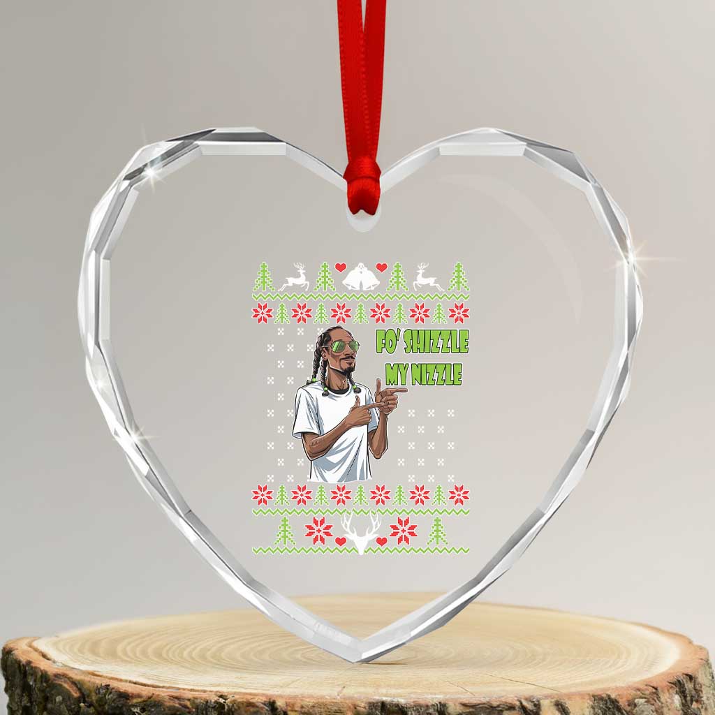 Funny Rapper Meme Xmas Heart Crystal Glass Ornament Fo Shizzle My Nizzle - Wonder Print Shop
