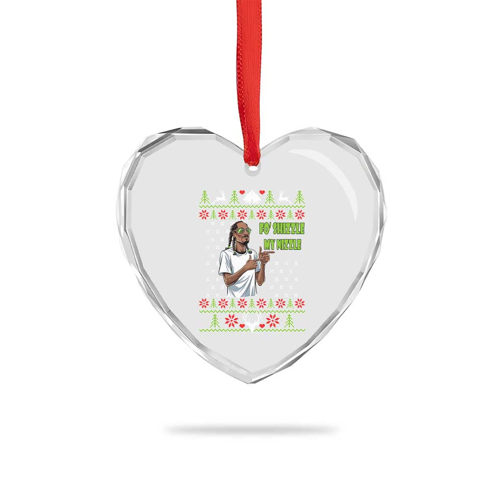 Funny Rapper Meme Xmas Heart Crystal Glass Ornament Fo Shizzle My Nizzle - Wonder Print Shop