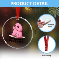 Funny Raunchy Meme My Owner Beats Me Crystal Glass Ornament Sarcastic Adult Gag Gift