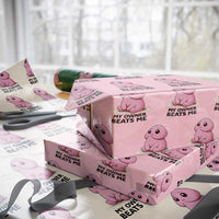 Funny Raunchy Meme My Owner Beats Me Wrapping Paper Roll Sarcastic Adult Gag Gift