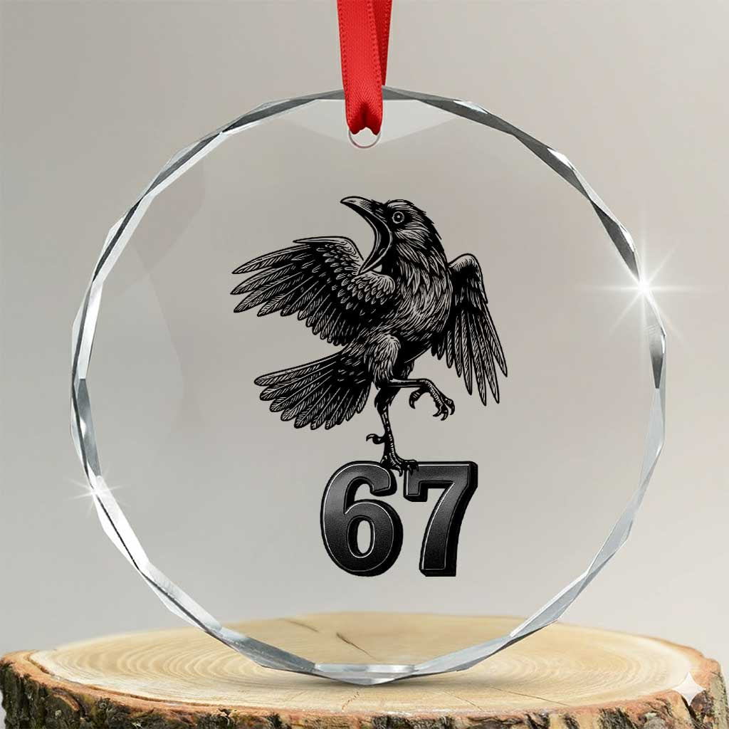 Funny Raven Brainrot Six Seven Meme Gift Crystal Glass Ornament - Wonder Print Shop