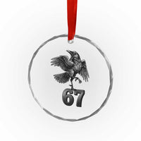 Funny Raven Brainrot Six Seven Meme Gift Crystal Glass Ornament - Wonder Print Shop