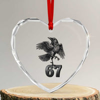 Funny Raven Brainrot Six Seven Meme Gift Heart Crystal Glass Ornament - Wonder Print Shop