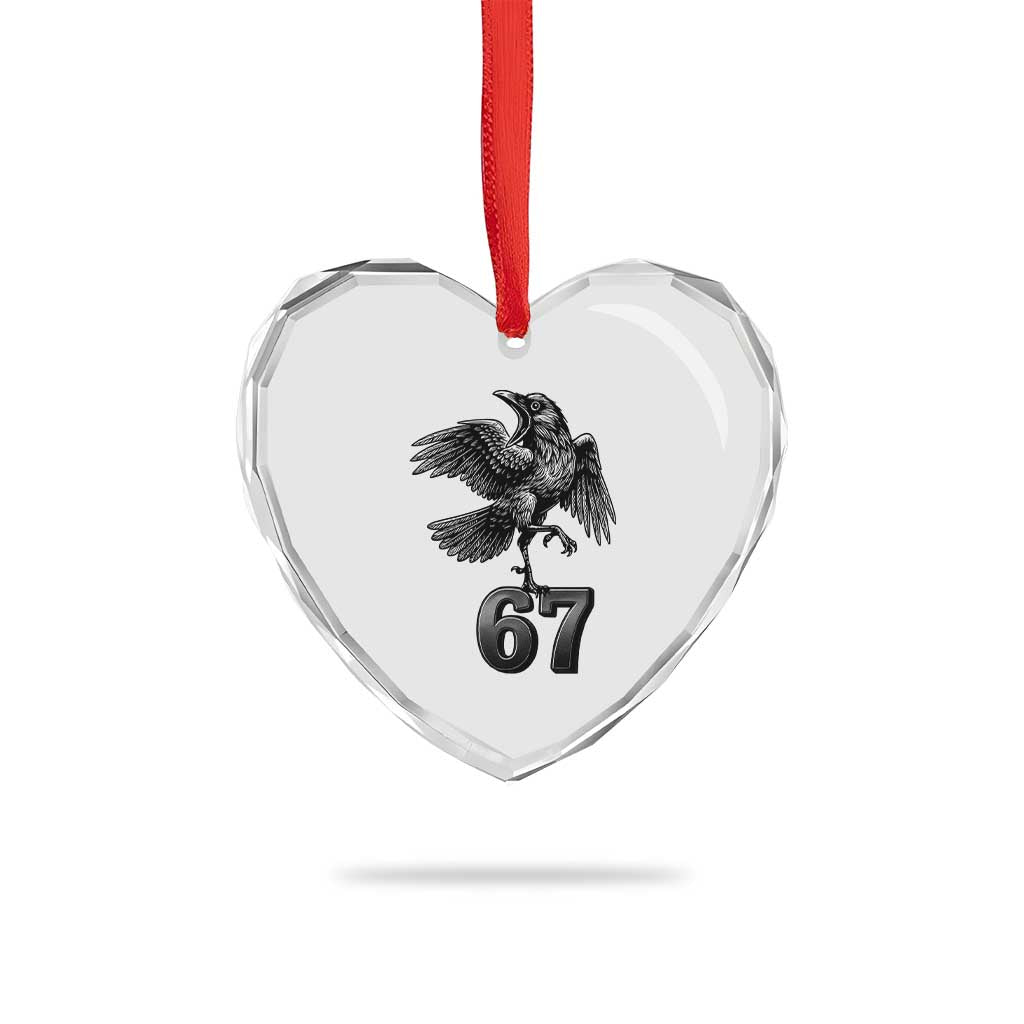 Funny Raven Brainrot Six Seven Meme Gift Heart Crystal Glass Ornament - Wonder Print Shop