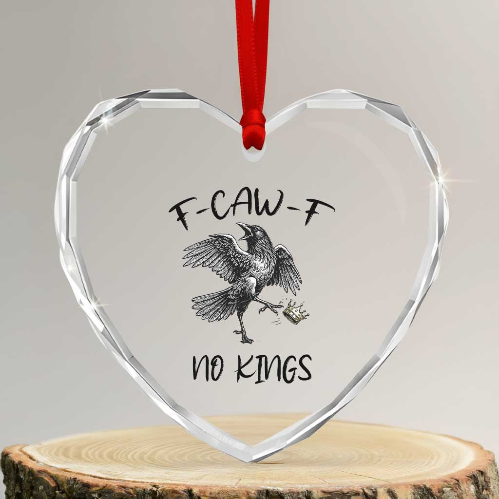 Funny Raven Kicking Crown No Kings Heart Crystal Glass Ornament F Caw F