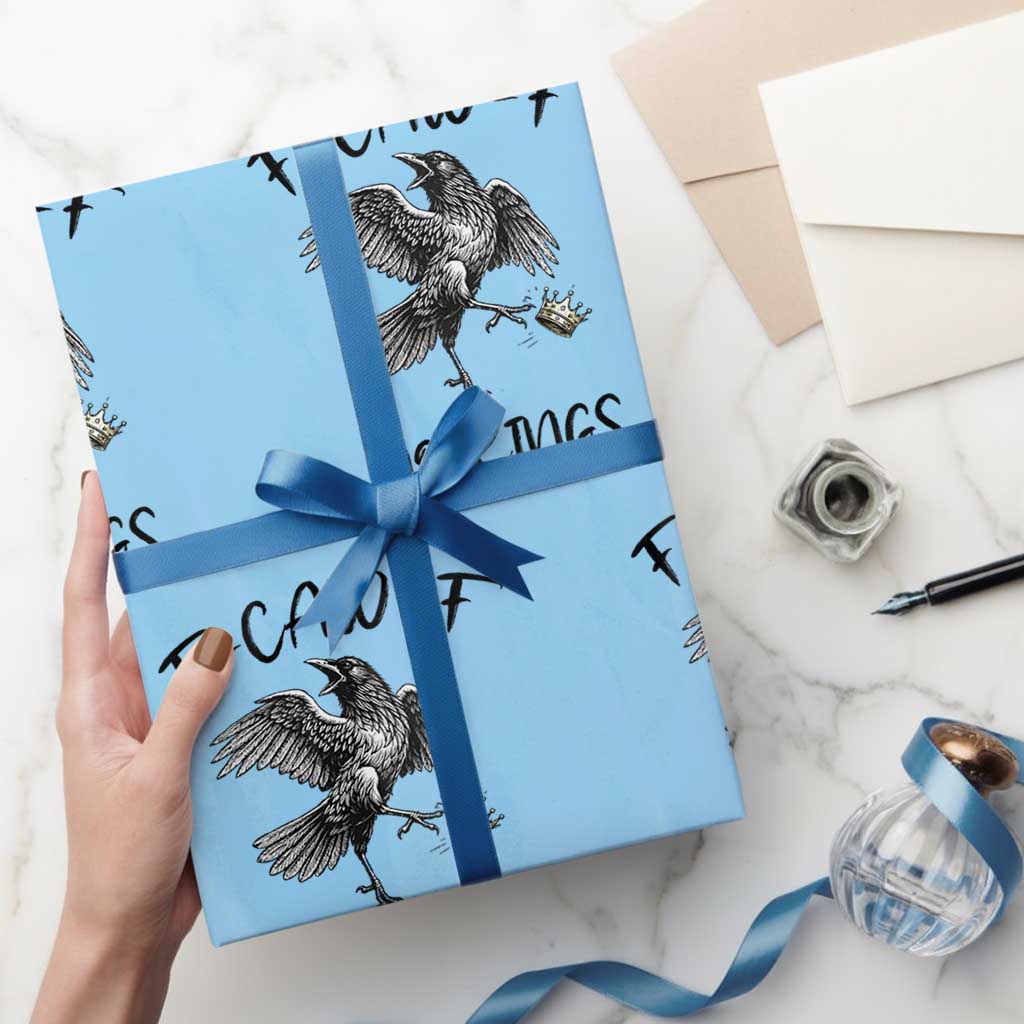 Funny Raven Kicking Crown No Kings Wrapping Paper Roll F Caw F