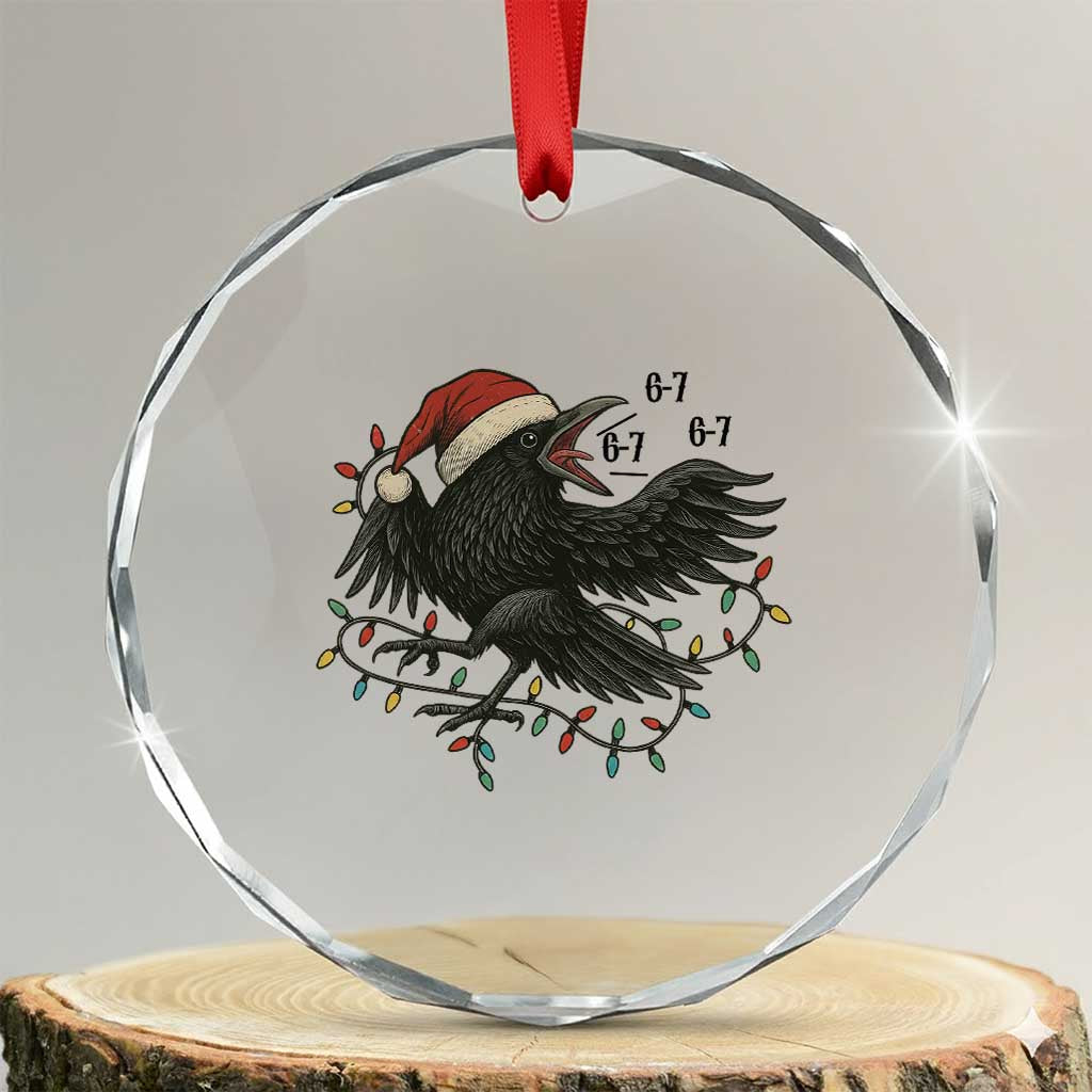 Funny Raven Six Seven Meme Crystal Glass Ornament Christmas Gift For Gen Z - Wonder Print Shop