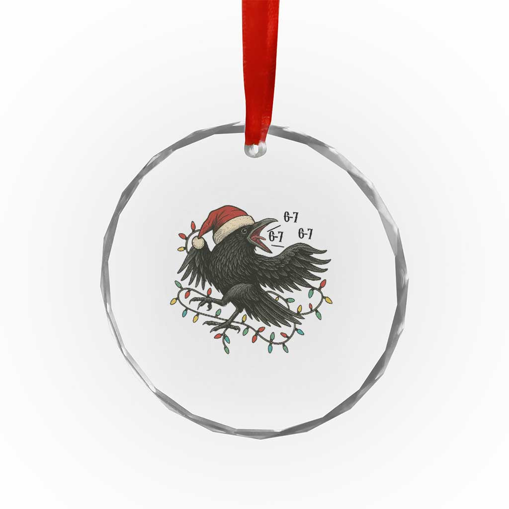 Funny Raven Six Seven Meme Crystal Glass Ornament Christmas Gift For Gen Z - Wonder Print Shop