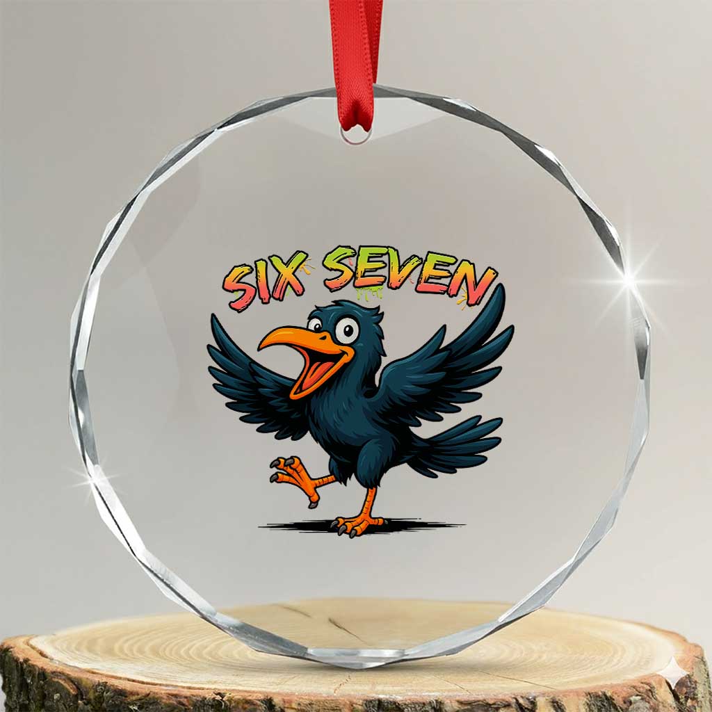 Funny Raven Six Seven Meme Trending Gift Crystal Glass Ornament - Wonder Print Shop